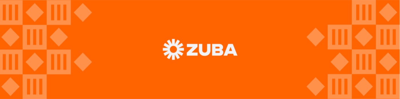 Zuba cross-border payments cover with the Zuba logo on an orange background